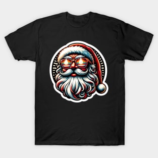 Holiday Elegance: Santa with Retro Glasses T-Shirt